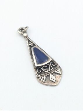 Vintage 925 sterling silver blue inlay southwest pendant